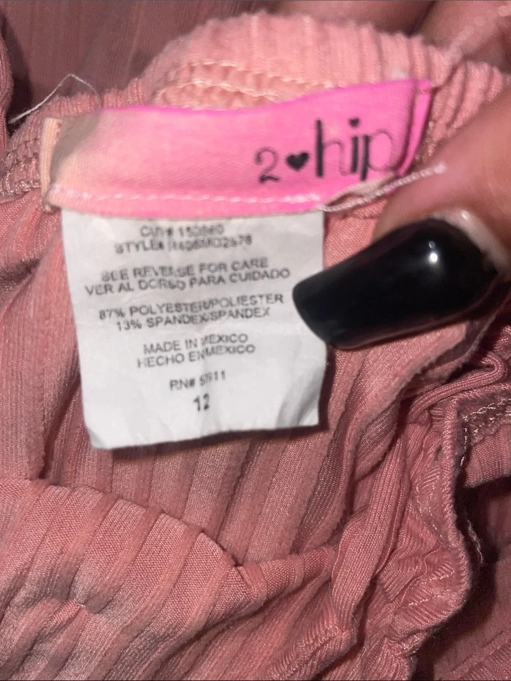 h.i.p. Pink Ribbed Jumpsuit with Button Front